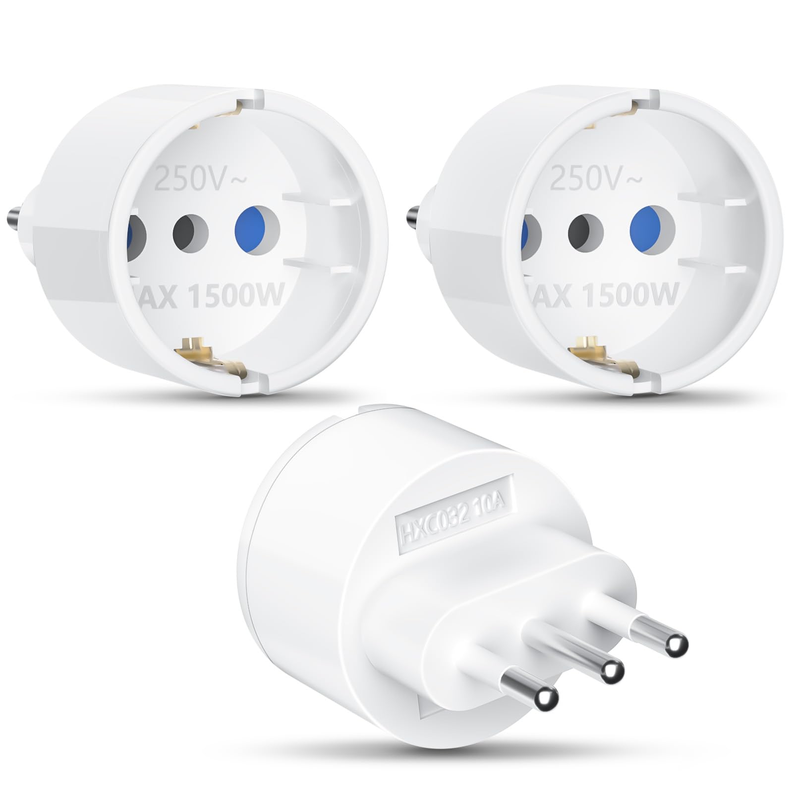 Adapter Włochy gniazdko elektryczne 3 sztuki adapter podróżny Włochy, wtyczka podróżna Włochy, adapter Włochy Włochy Włochy Europa/Niemcy na Włochy wtyczka podróżna
