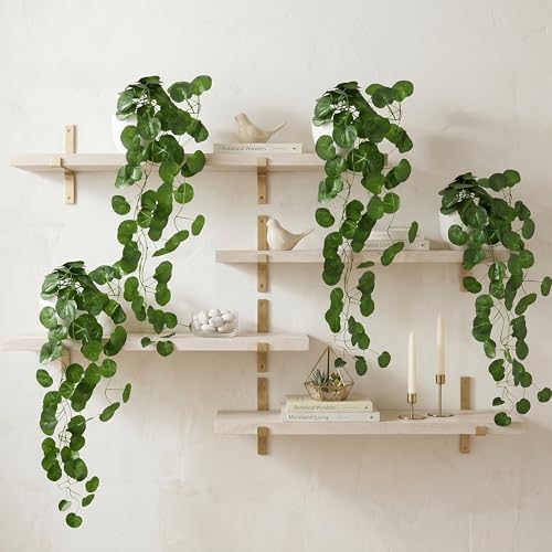 Image of Dekorly Artificial Hanging Garland with Pot - 100cm Rose Vine, 10cm Decorative Pot for Table, Shelf & Wall Decor (4, Vines-08)