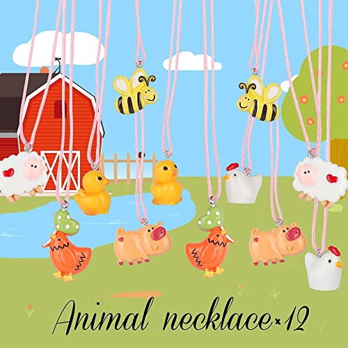 foci cozi 61 PCS Bauernhof Tier Party Gefälligkeiten Set, Scheune Party Kuh Bauernhof Schweine Halskette Armband Brosche… – Bild 8