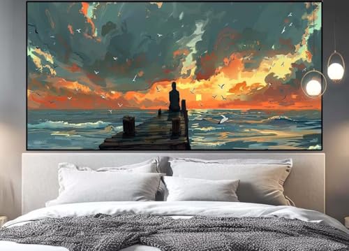 Diamond painting adulte femme paysage xxl broderie diamant complet grand coucher de soleil
