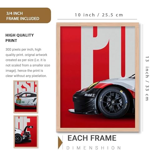 Image of TASVEE Car wall posters | set of 3 wall frames | posters for wall | Wall Decoration for Bedroom, Living Room & Office | Best Gift for Boys & Car Lovers (A1, MEDIUM 10X13, Framed)