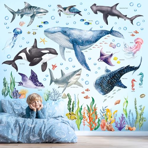 DECOWALL SG3-2430 Large Sea Creature Wall Stickers Decals Kids Under