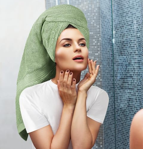 Image of Utopia Towels 8 Piece Majestic Plush Luxury Towel Set, Cotton, Sage Green