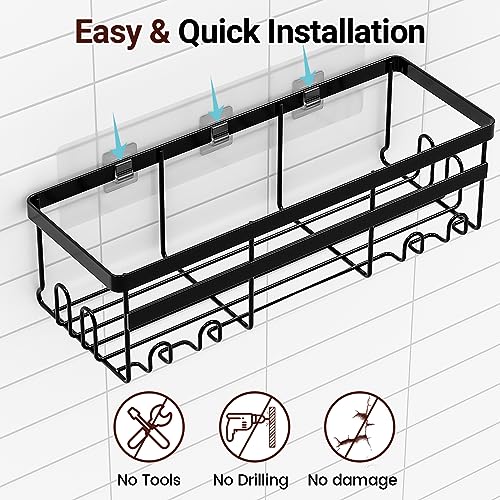 image for WOWBOX Shower Caddy Shelf Organizer, 2 Pack Adhesive Black Bathroom Ac