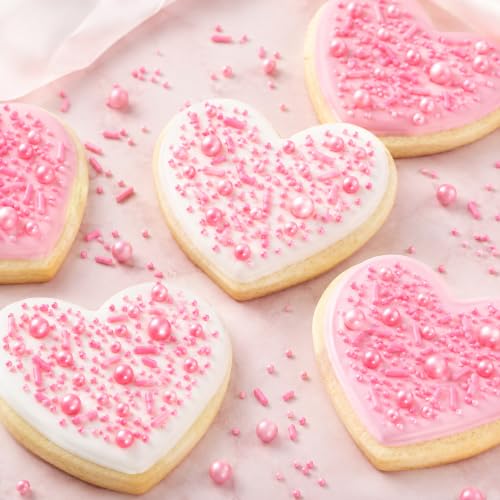 Image of Sprinkles for Cake Decorating Edible Pearls 10.8oz Pink Pearl Sprinkles
