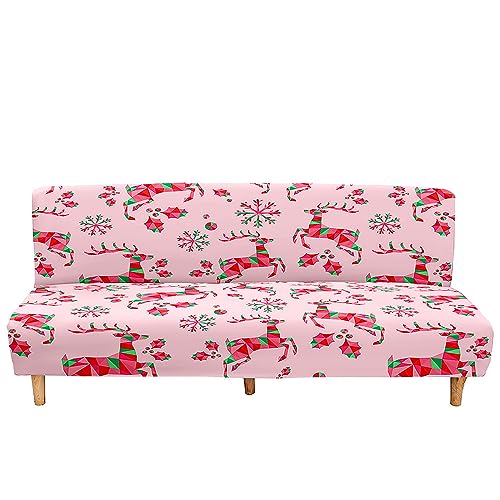 Copridivano per divano letto 3D senza braccioli, in spandex elasticizzato, protezione antiscivolo per divani pieghevoli a 2/3 posti (motivo alce, adatto per 190-230 cm)