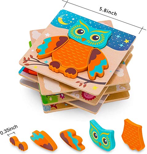 Image of WISHKEY Set of Jigsaw Wooden Animal Vehicle Puzzle Early Age Matching Game Learning Educational Preschool Toy Random Design Puzzles for Toddlers & Kids (Pack of 4, Multicolor)