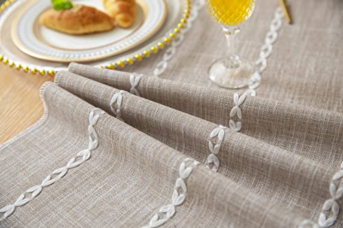 Zeemart Farmhouse Table Runner, Rustic Table Runners 72 Inches Long, Linen Boho Table Runner, Braided Striped Coffee Table Runner For Dining Party Holiday, 15X72 Inches, Braided Pale Taupe #TOP6