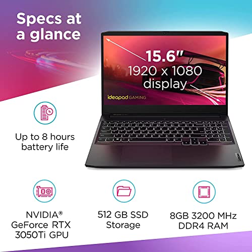 Image of Lenovo IdeaPad Gaming 3 15.6 inch 120Hz Laptop AMD Ryzen 5-5600H 8GB RAM 512GB SSD RTX 3050 Ti 4GB GDDR6 Shadow Black