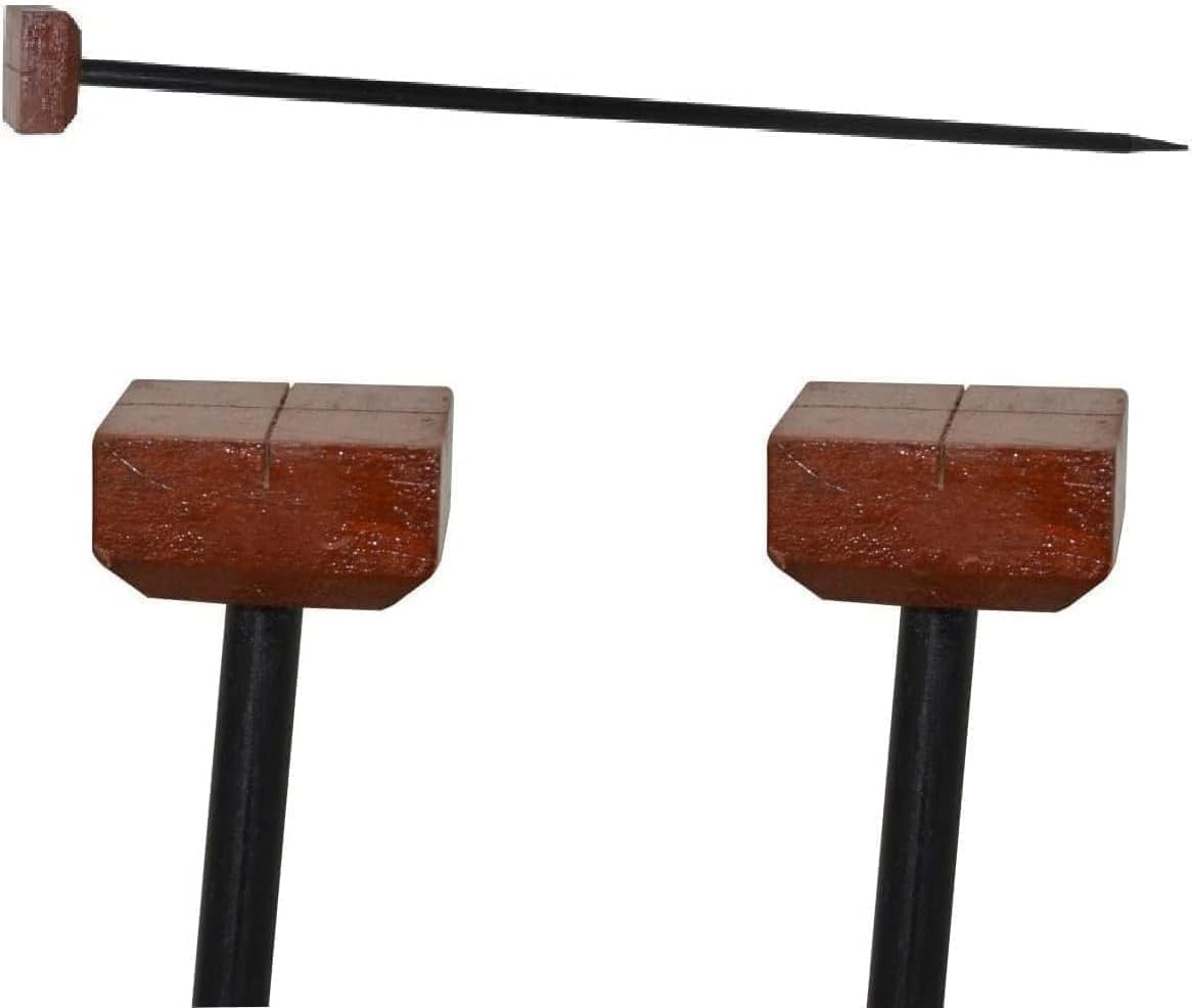 Professional Wooden Cross Staff with Folding Iron Pole, Brown, Ground Surveying Tool, 2-Inch Staff Head