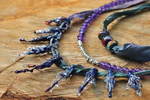 Recycled - Sterling Silver Necklace - Lampwork Necklace - Glass Necklace - Silver Necklace - Silk Necklace - Amethyst Beads
