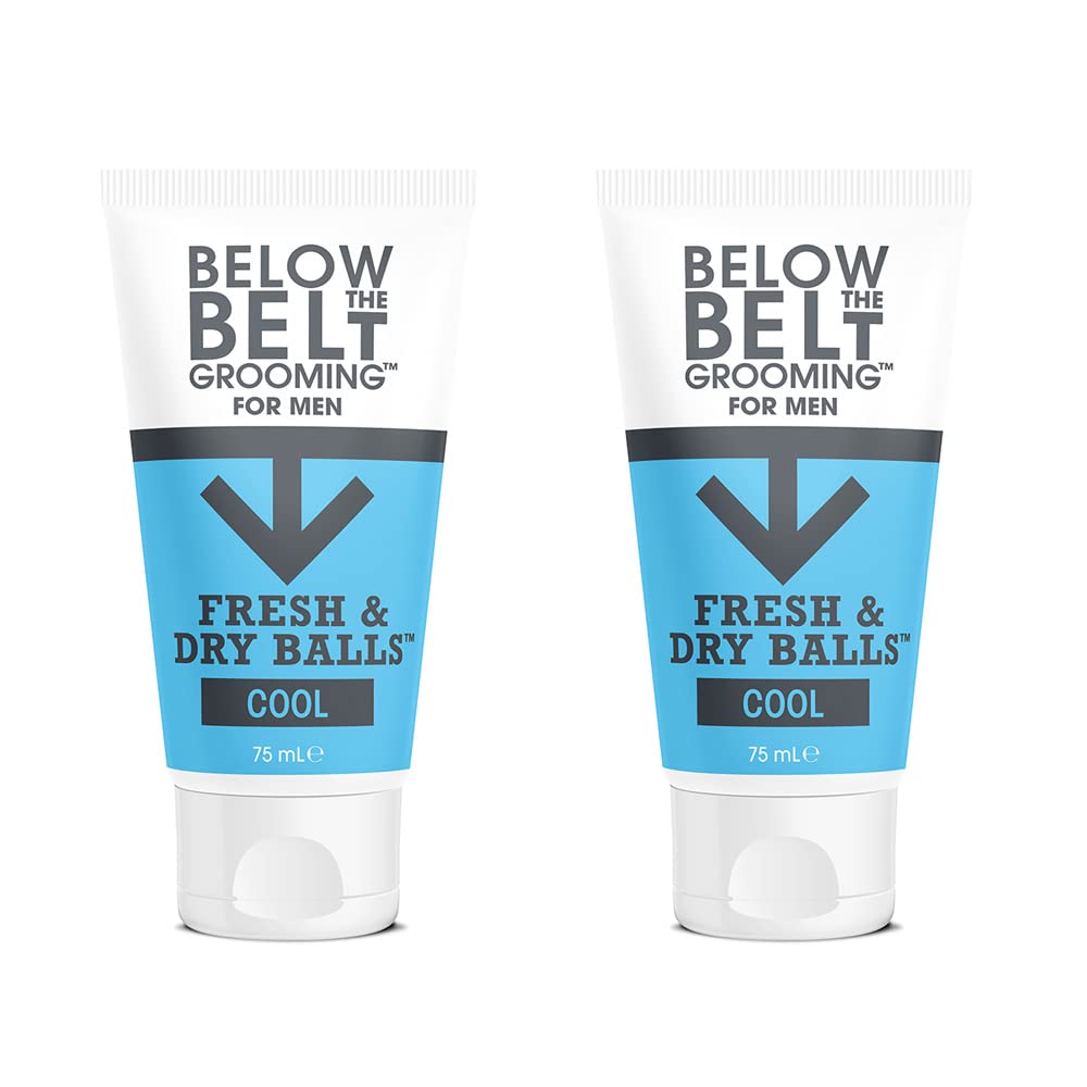 Below The Belt Grooming Fresh & Dry Balls Cool Balls | Intimate Deodorant For Men - Protects against Sweat, Odour and Chafing | Cool Mint Fragrance 2 x 75ml