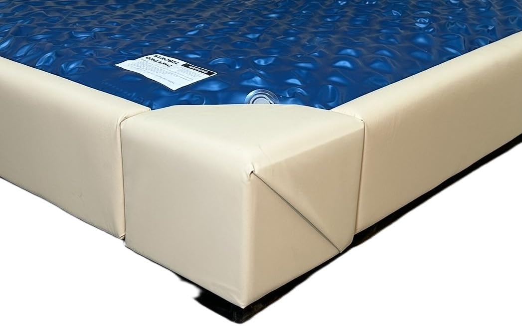 Strobel Organic Double Thickness Foam Cushioning 5-Piece with Two Padded Corner Seats Coverall 9.75-in Front Padded Waterbed Rail Cap Faux Leather Queen