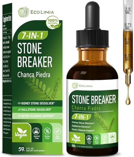 ECOLINIA 100% Pure Liquid Drops, Stone Breaker for Kidney Stone Dissolver, Gallstone Dissolver & Detox Cleanse Support. 2oz