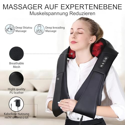 Nackenmassagegerät mit Wärme,iKristin Shiatsu Massagegerät 3D Deep Massage, um Schmerzen am Hals,Rücken,Taille usw. zu lindern,die Massagebedürfnisse der ganzen Familie zu erfüllen 2