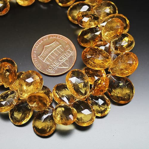 Citrine dorée perles facettées en poire de 7 pouces pour création de bijoux uniques