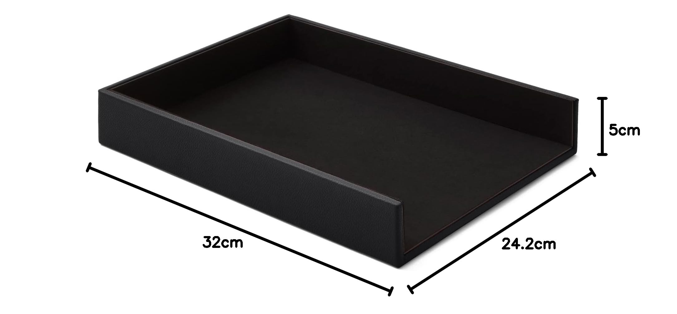 Eglooh - Atena - Organizador Papeles para Escritorio Piel Genuina Negra - Bandejas Oficina para Documentos Folios - cm 32 x 24,2 x H.5 - Made in Italy