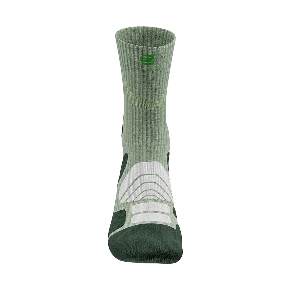Bauerfeind Calzini da trekking Outdoor Performance Mid Cut Socks, per attività all'aria aperta, come trekking, hiking, 1 paio di calzini sportivi in lana (merino), Erbe verdi, 35-38