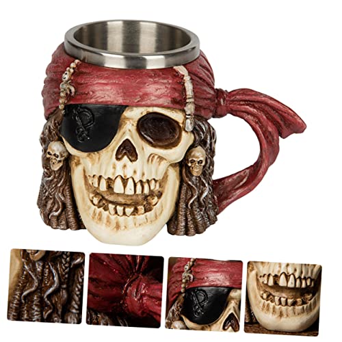 Gobelet crâne de pirate en résine pour whisky et café - Lot de 2 - 3
