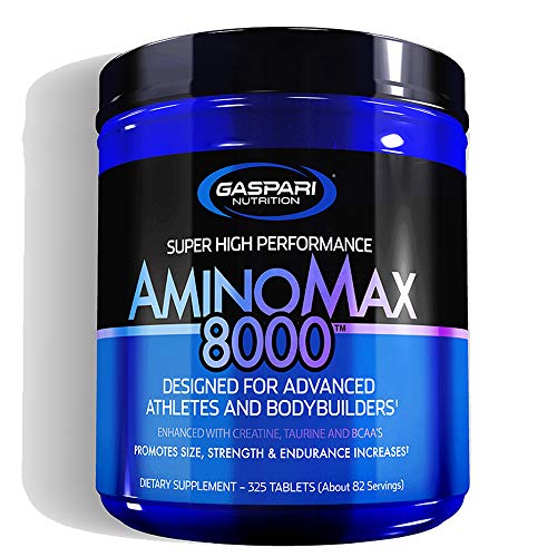 Gaspari Nutrition Amino Max 8000 | Amino Acids Tablets Supplement | Whey Protein Concentrate Hydroslysate, Creatine Monohydrate, Taurine, Micellar Casein, Glutamine, Leucine, Valine (325 Tablets)