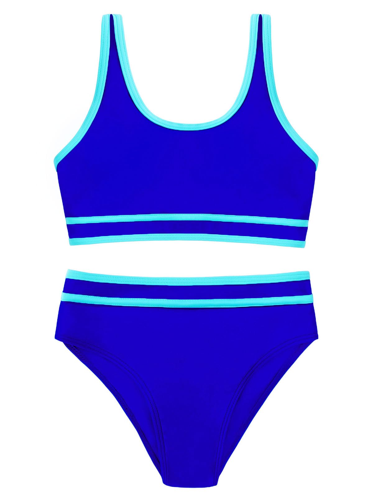 ESHOO Girls Swimsuit 2 Piece Bikini Set Adjustable Double Strap High Waist Sporty Swimsuits Teens Swimwear for 9-16 Y