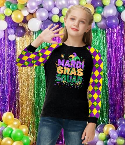 Image of Remimi Girls Thanksgiving Shirts Buffalo Plaid Raglan Tee Cute Turkey Holiday Party Long Sleeve Tshirt 5-14 Years
