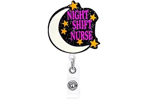 Funny Night Shift Nurse Badge Reel Holder | Acrylic Badge Reels Retractable for Nurses