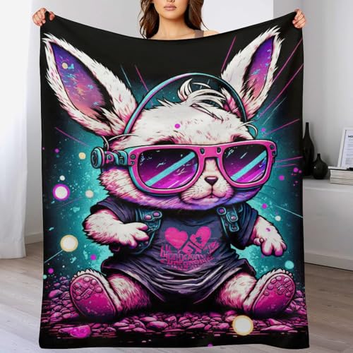 Couverture en flanelle super douce plaid chaud lapin 130x180