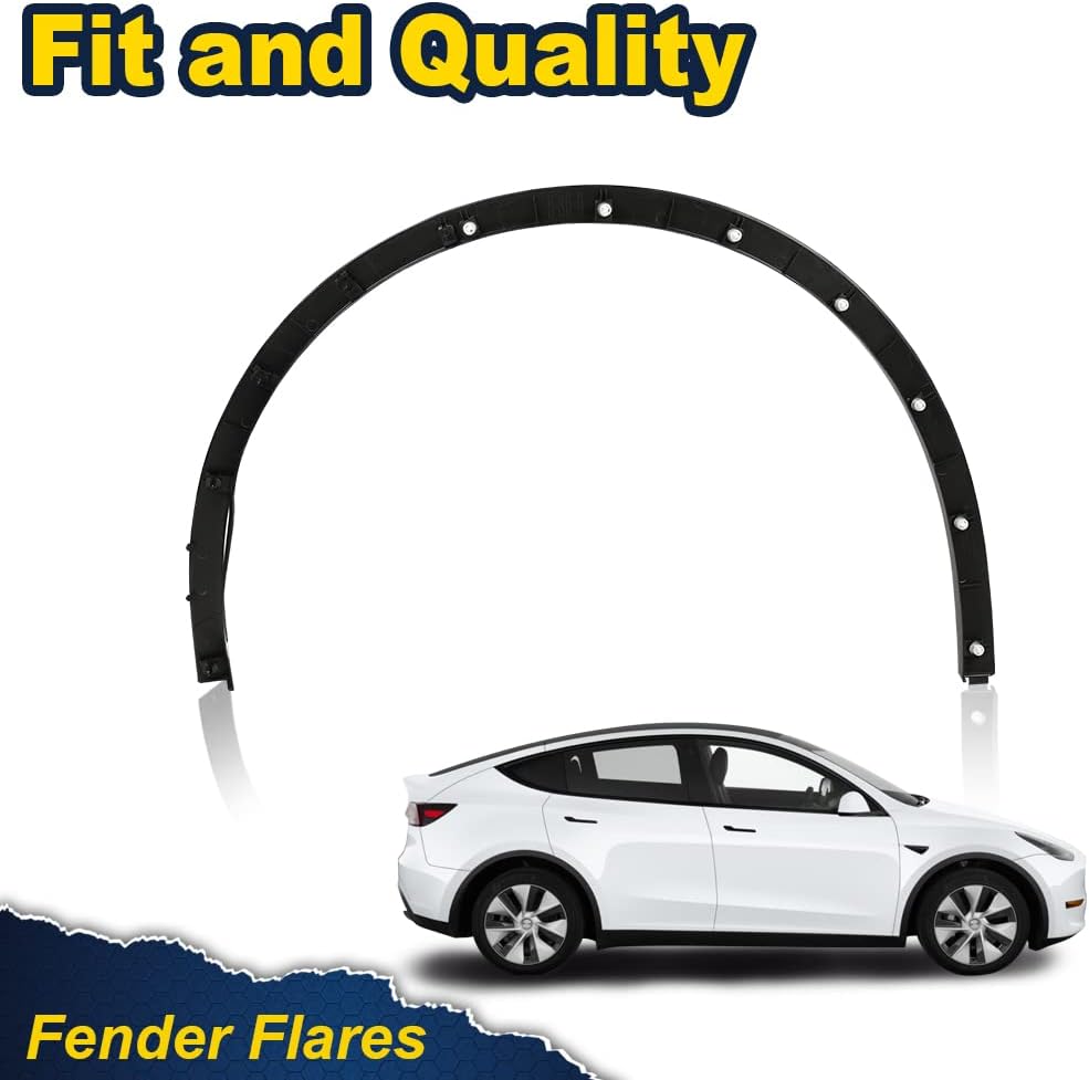 G-PLUS Fender Flares Compatible With 2020 2021 2022 2023 2024 Tesla Model Y MY, Wheel Fender Arch Molding Trim 149416400B,149418800B Black (Front Right Passenger Side)