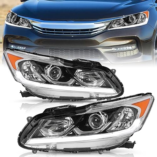 TUSDAR OE Style Headlight Assembly Pair Fit 2016-2017 Honda Accord Projector Headlamp w/LED DRL (Driver and Passenger Side)