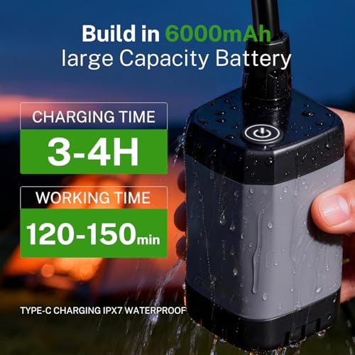Ducha portátil para camping con calentador de agua, batería de 6000 mAh, duración de 140 minutos, pantalla digital de 5.2 pulgadas, 4 modos de pulverización, impermeable IPX7 para senderismo, baño de mascotas, lavado de coche, RV miniatura 2