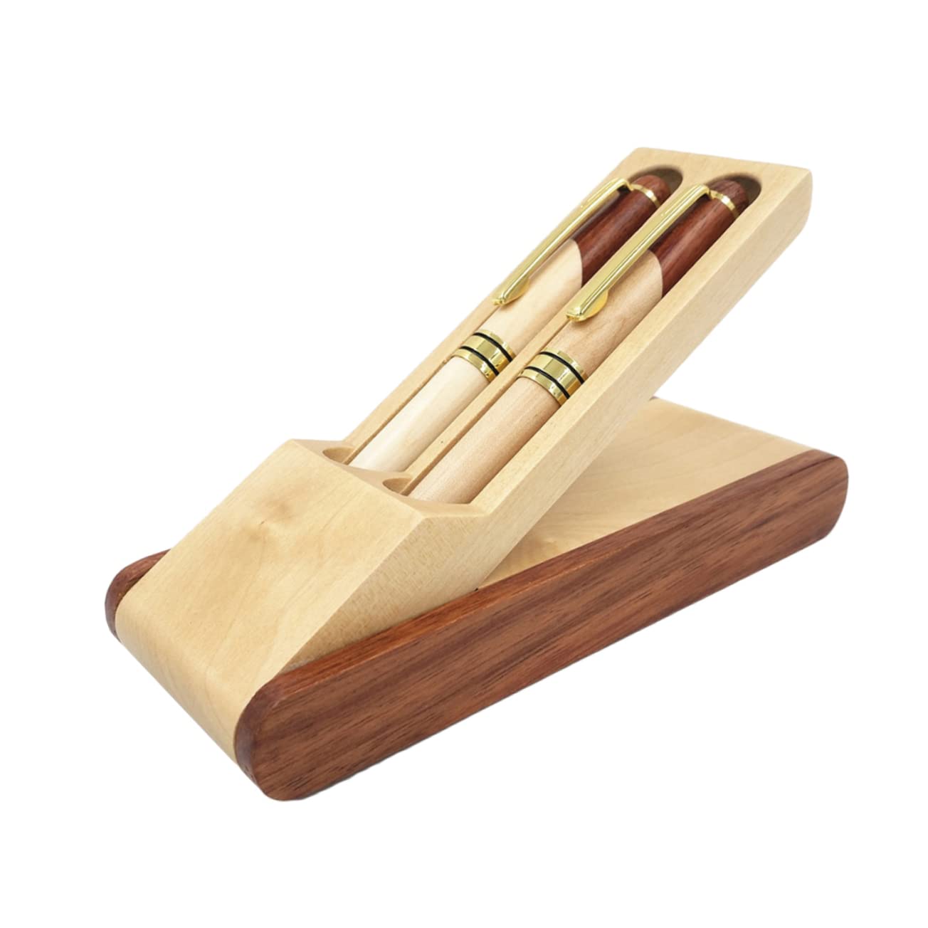 SEWACC Elegantes Kugelschreiber Set aus Rosenholz mit Holzkiste Bürobedarf und Tintenstift für Schule und Büro Praktischer Füller für Sanftes Schreibvergnügen