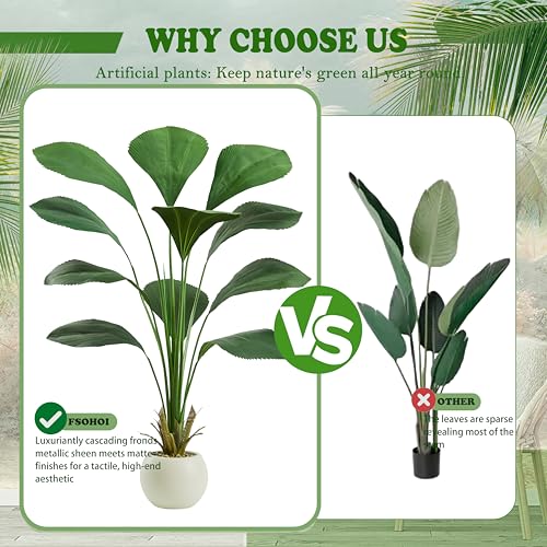 FSOHOI Artificial Sumatra Palm Tree 5FT Fake Plants Faux Tropical Areca Floor Plant with Planter, Artificial Silk Plants Fake Palm Trees for Indoor Outdoor Home Office Living Room Decor - Image 6