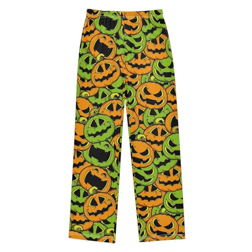 Boys' Pants Halloween Green Orange Pumpkin Long Bottoms Jogger Pants Elastic Waist Trousers with Pockets S-XL