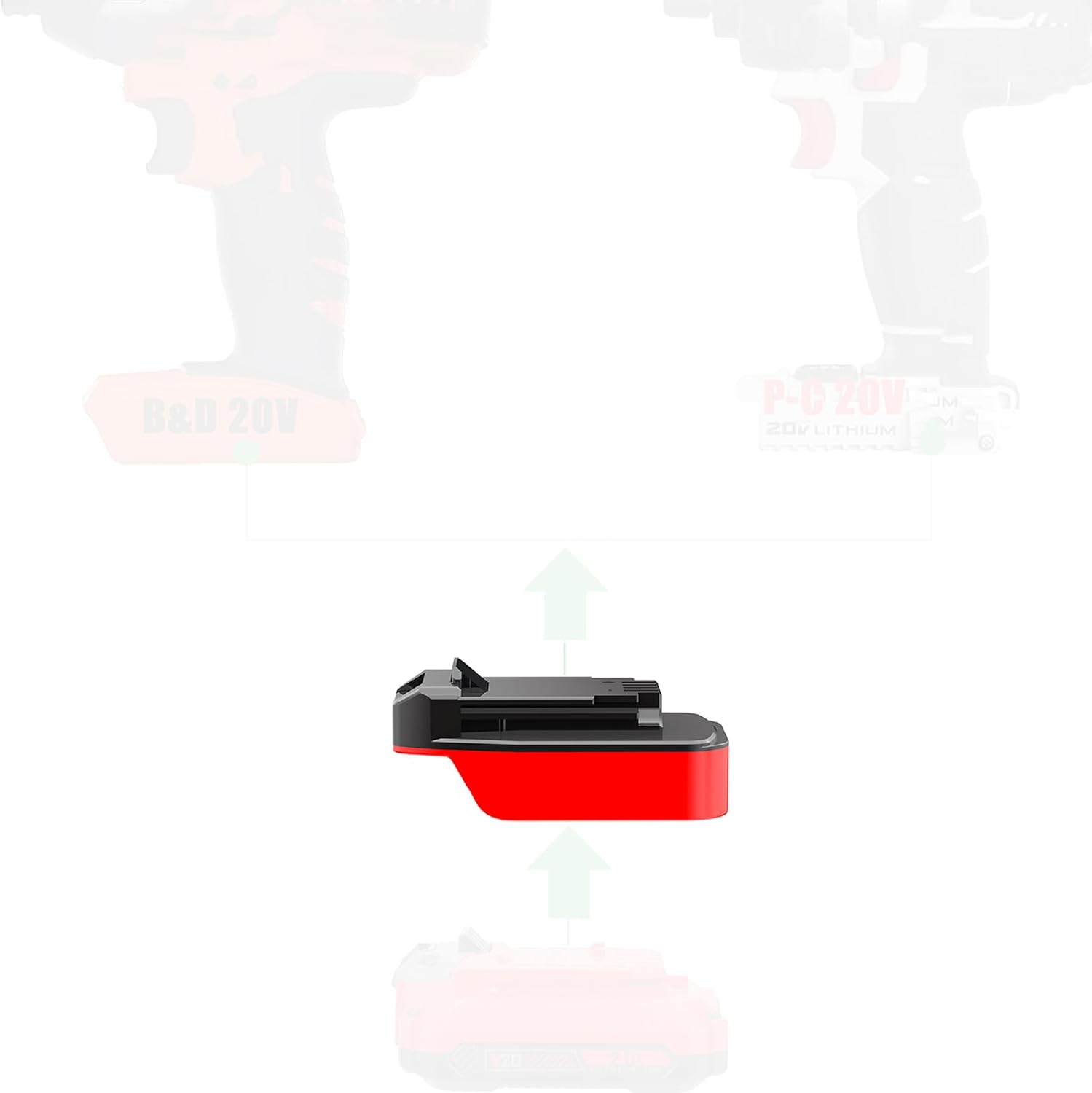 Dual-Tool Adapter for Black & Decker, Porter Cable 20V MAX (Not Older 18V) Tools – Compatible with Craftsman V20 New 20V Battery, 1 Adapter Only