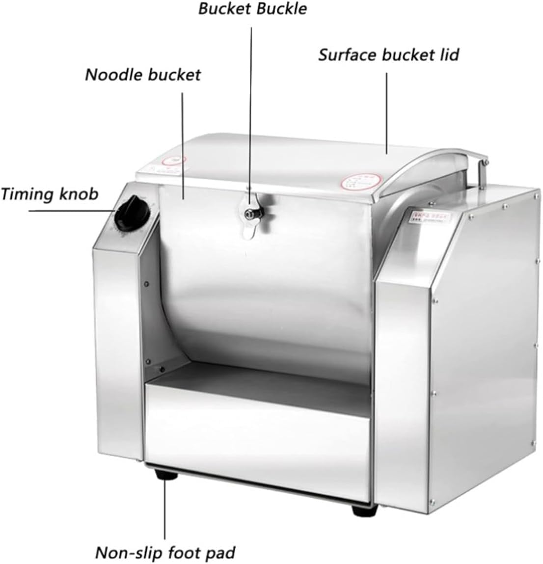 Mezcladora de Masa Profesional, 1500 W, de Acero Inoxidable, para Hacer Pasta y Pizza – Mezcladora de Masa Comercial