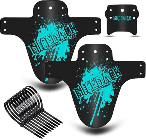 NICEDACK MTB Schutzbleche,Fahrrad Mudguard 2 Stücke MTB Mud Guard Mountainbike Hinten und Vorne Schlamm schaber Spritzschutz (A-Schutzbleche, A-Cyan)