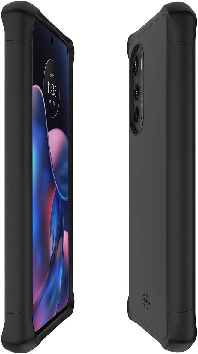 ITSKINS Hybrid // Silk Protective Phone Case Compatible with Moto Edge+ (2022), Slim Hybrid Case, Anti-Slip, and Heavy Duty Shockproof Cover, Military Phone Case - Black