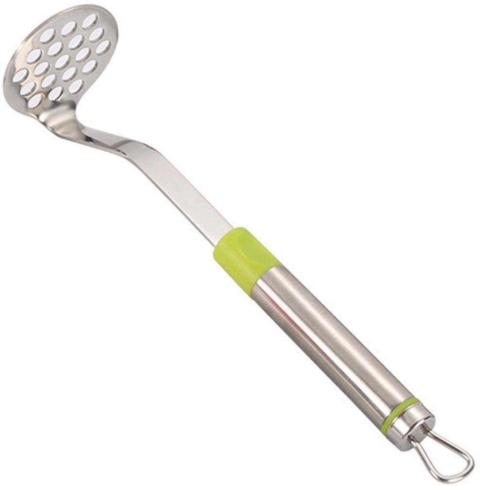 Tossper Green 1 Pc Stainless Steel Potato Mashers Baby Food Masher With Long Handle For Smooth Mashed Potatoes, Jam, Vegetables And Fruits