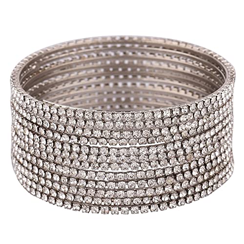 Efulgenz Rhinestone Bracelet Indian CZ Crystal Bangle Wedding Bridal Jewelry Bollywood Bangles for Women