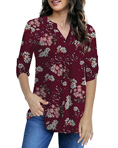 Womens Tops Dressy Casual 3/4 Sleeve Shirts Tunic Blouses Plus Size Tops for Women M-4xl2