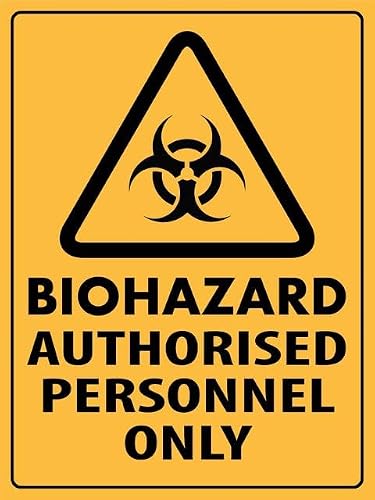 Xewazd A694 Retro 8"X12" Aluminum Tin Sign - Caution Bio Hazard (Authorised Personnel Only) Vintage Style, Pool & Wall Art Decor