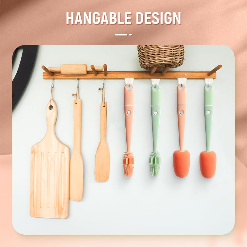 Brosse de nettoyage 4 en 1 for couvercles de tasses, ensemble de brosses de nettoyage portables et polyvalentes for bouteilles, ensemble de mini brosses de nettoyage for crevasses ménagères for couver