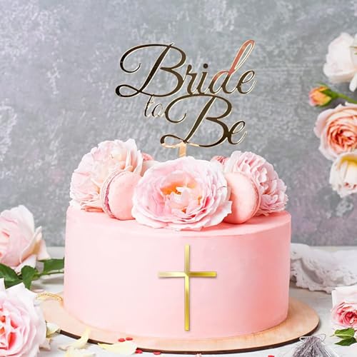 2 Stück Kreuz Tortendeko Taufe,Cake Topper Kommunion,Wiederverwendbar Goldenes Kreuz Tortendeko,Aus Acrylmaterial Hergestellt,Taufe Party Dekoration für Hochzeit Geburtstag Party Tauftorte