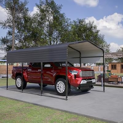10x15 FT Metal Carport Carports with Enhanced Base Heavy Duty Garage Outdoor Galvanized Car Shelter for Car, Boats and Truck (10x15 FT)