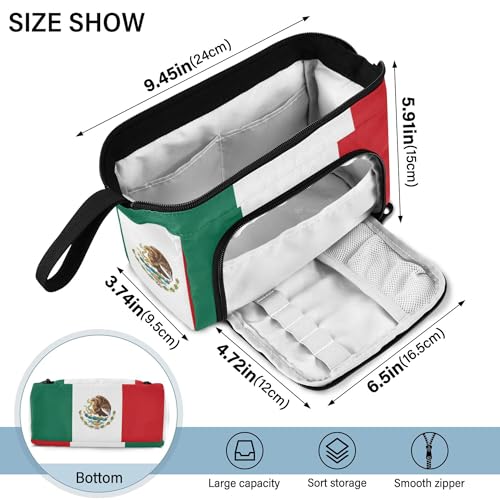 Image of Fisyme Mexico Flag Pencil Case Large Capacity Pencil Pouch Pen Bag Box Big Makeup Pencil Case Organizer