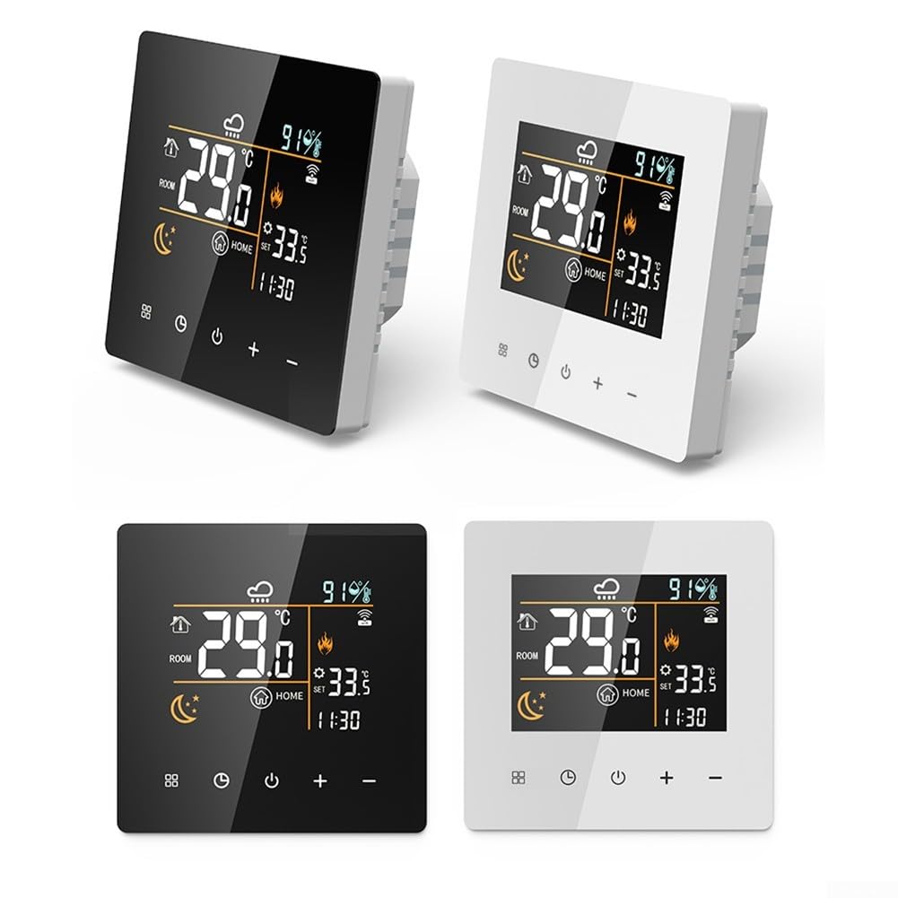 Regolatore di temperatura digitale per Tuya, termostato e igrometro Smart WiFi, telecomando WiFi K9 Touch LCD con schermo a colori (nero-25A)