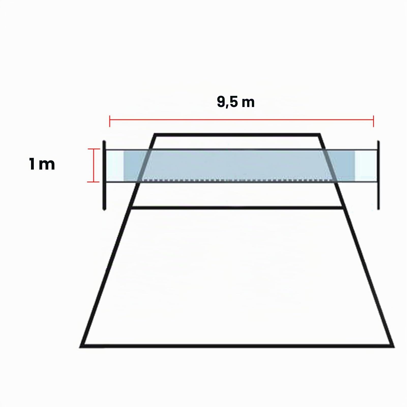 Red de voleibol plegable, 9,5 m x 1 m, red de repuesto para voleibol, jardín/playa, deporte, para voleibol, tenis, voleibol, incluye bolsa de transporte