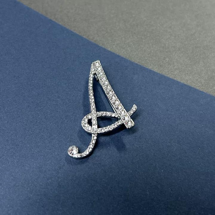 Image of Rhinestone Initial Brooch Pin for Women, Alphabet Gold Letter Brooch A-Z with Crystal, Metal Pin for Hat Bag Dress Suit Accessory for Men