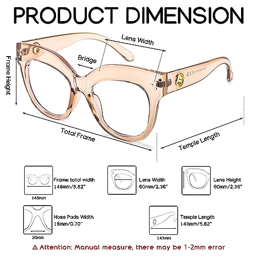 Image of FEISEDY Cat Eye Blue Light Glasses Oversized Vintage Chunky Computer Glasses for Women Hipster Party B0026